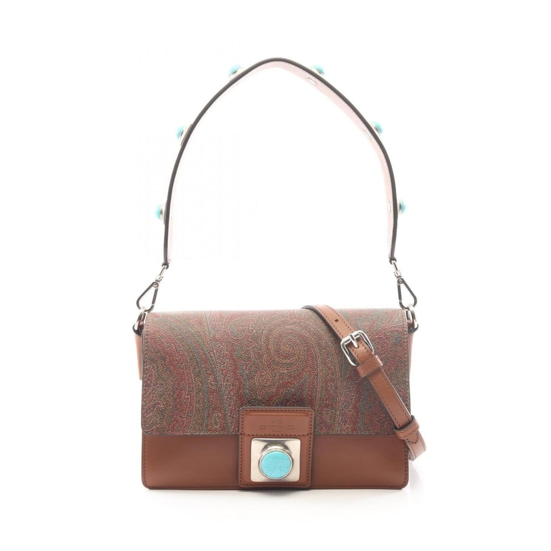 Etro Paisley 2-Way Handbag, Coated Canvas Leather, Women's, Brown: --- Catalog ---Category: SizeSize (HxWxD): 16cm x 22.5cm / 6.29'' x 8.85''Category: DesignType: HandbagColor: BrownGender: WomenMaterial: Coated canvas , Leather Category: GeneralBrand: Etro--- Item L