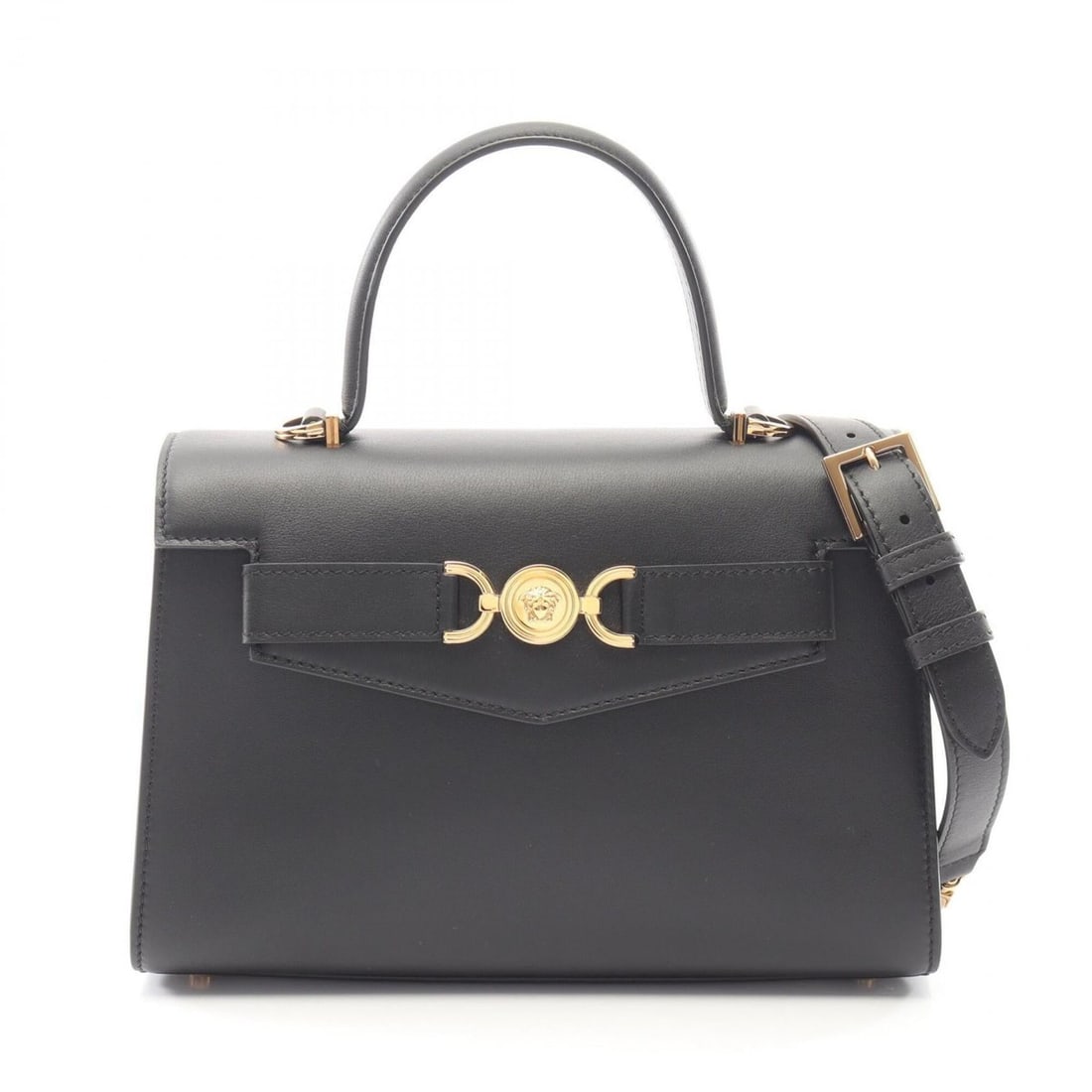 Versace Medusa '95 2-Way Handbag, Leather, Women's, Black, 1013823-1A10795: --- Catalog ---Category: SizeSize (HxWxD): 17cm x 26cm x 8cm / 6.69'' x 10.23'' x 3.14''Category: DesignType: HandbagColor: BlackGender: WomenMaterial: Leather Category: GeneralMPN: 1013823-1A10795Bra