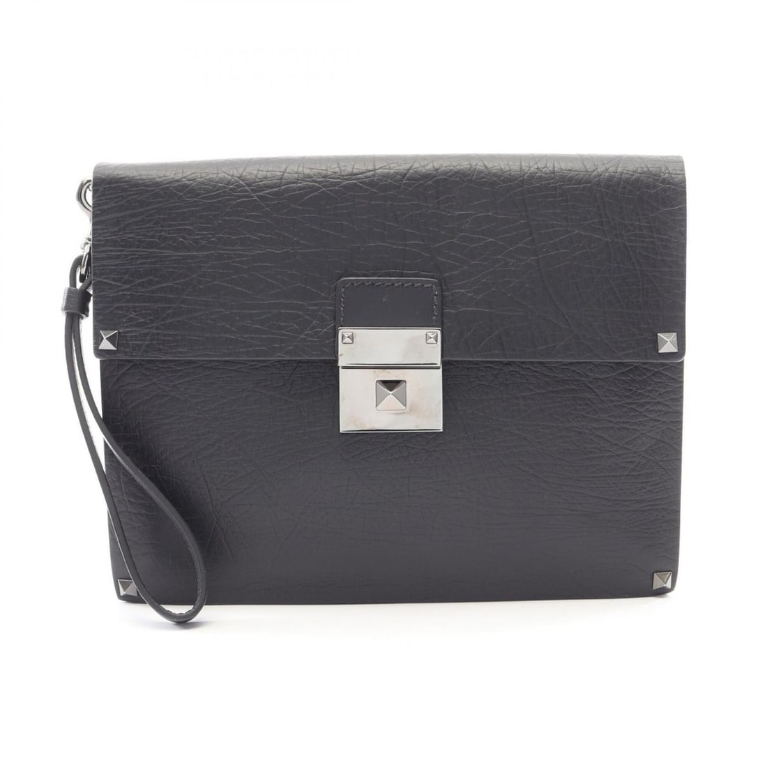Valentino Rockstud Clutch Bag Handbag Leather Men's Black: --- Catalog ---Category: SizeSize (HxWxD): 18cm x 23cm x 4cm / 7.08'' x 9.05'' x 1.57''Category: DesignType: Clutch bagColor: BlackGender: MenMaterial: Leather Category: GeneralBrand: Valentino--- Ite