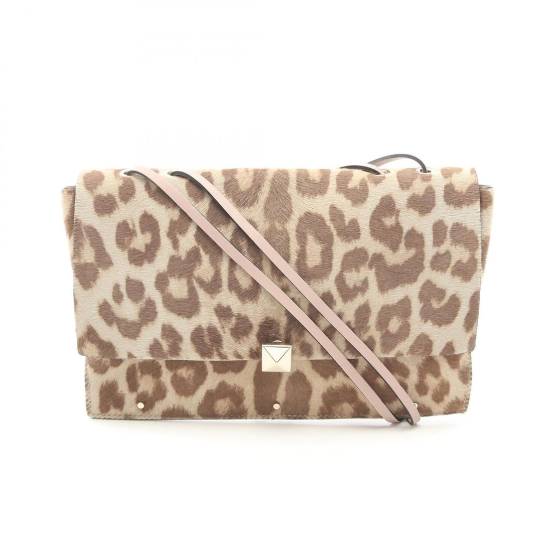 Valentino leopard print shoulder bag/handbag, leather, women's, brown, beige, pink. (1 of 19)