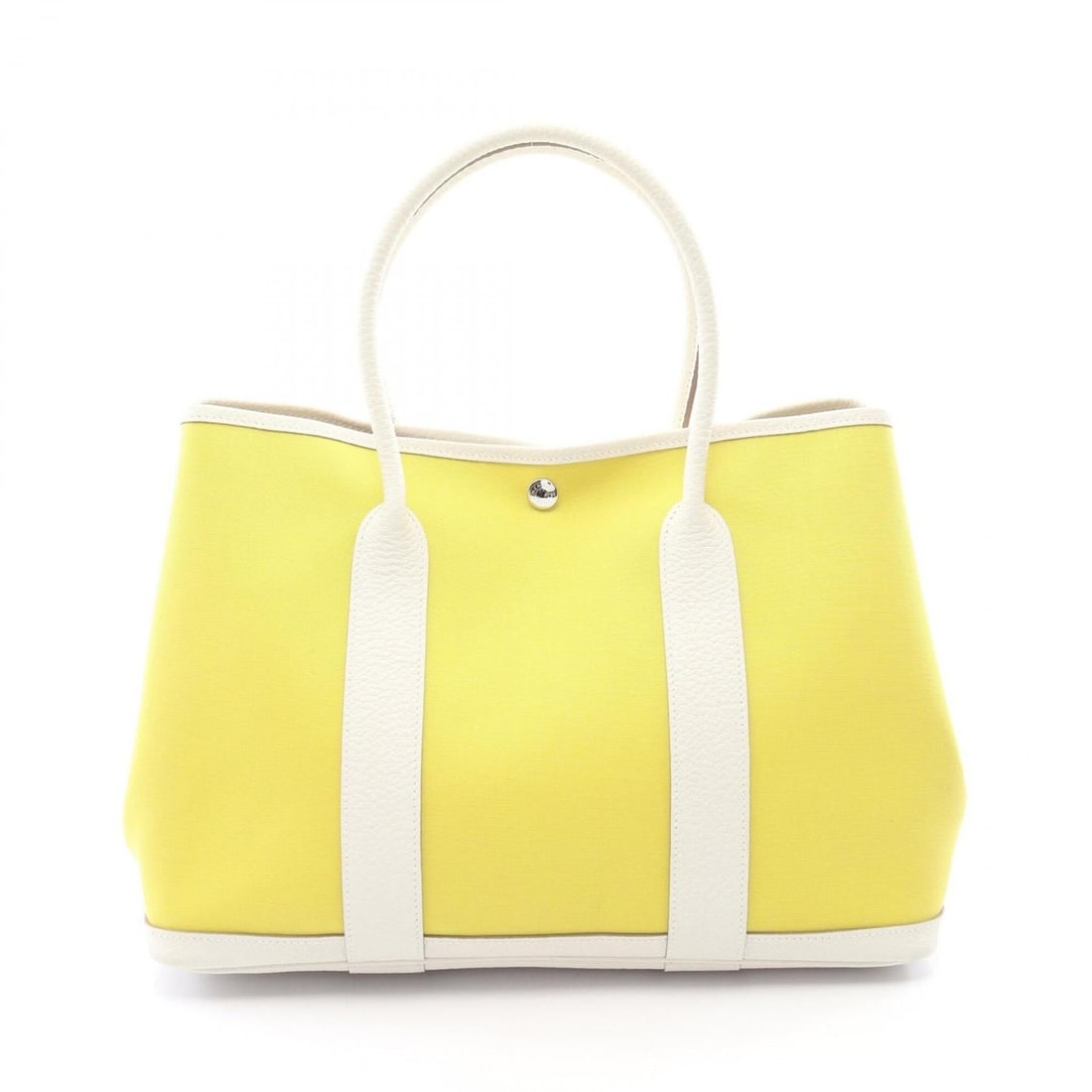 Hermes Garden Party PM Tote Bag Handbag Canvas Leather Toile Officier Vache Country Women's Yellow: --- Catalog ---Category: SizeSize (HxWxD): 25cm x 36cm x 17cm / 9.84'' x 14.17'' x 6.69''Category: DesignType: Handbag, Tote bagColor: White, YellowGender: WomenMaterial: Canvas Category: GeneralBrand