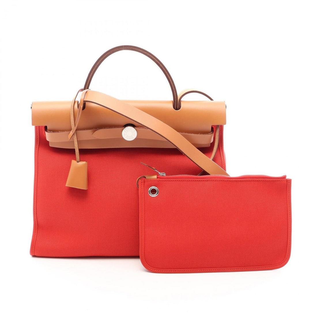 Hermes Herbag Zip 2-Way Handbag, Canvas Leather Toile Military Vache Hunter, Women's, Red/Brown,: --- Catalog ---Category: SizeSize (HxWxD): 24cm x 31cm x 10cm / 9.44'' x 12.2'' x 3.93''Category: DesignType: Handbag, PouchColor: Brown, Capucine, Red colorGender: WomenCategory: GeneralMPN: H079091C
