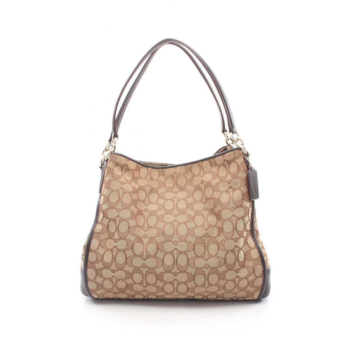Coach Outline Signature Phoebe Shoulder Bag/Handbag, Canvas and Leather, Women's, Beige/Brown, (1 of 16)