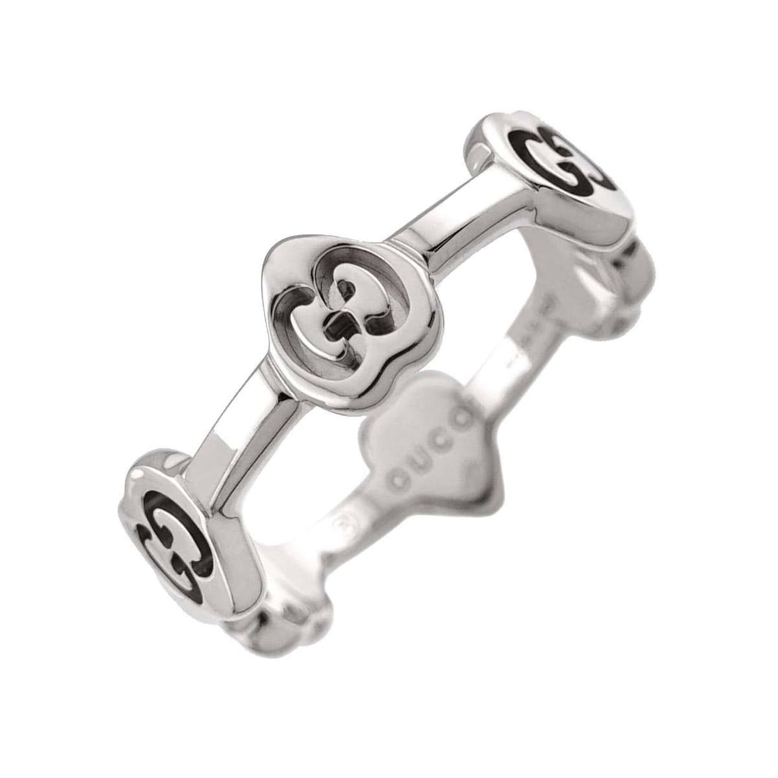 Gucci Icon Heart Ring #7, 18K WG (White Gold 750): --- Catalog ---Category: SizeJP Size: 7US Size: 4Category: DesignType: Band ringGender: WomenMaterial: White gold (18K)Category: GeneralBrand: Gucci--- Item List ---Section: ConditionRanking: Rank SA 