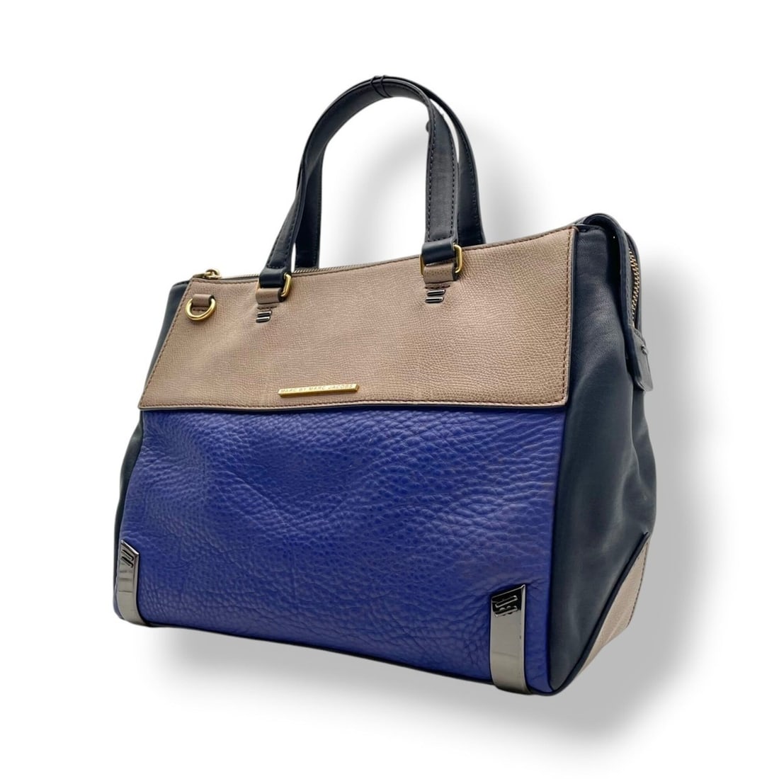 Marc by Marc Jacobs MARC BY JACOBS Sheltered Island Handbag Tote Bag Leather Blue Beige Bicolor (1 of 20)
