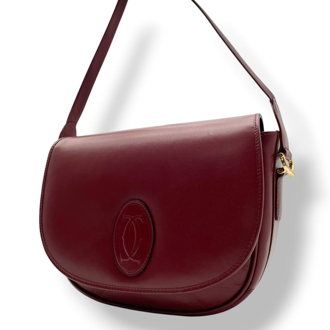 Cartier Must Line Shoulder Bag, Flap Closure, Crossbody, Leather, Bordeaux, Gold Hardware, Women's,: --- Catalog ---Category: SizeSize (HxWxD): 20cm x 28cm x 8cm / 7.87'' x 11.02'' x 3.14''Category: DesignType: Shoulder bagColor: BordeauxGender: WomenMaterial: Leather Category: GeneralBrand: CartierC