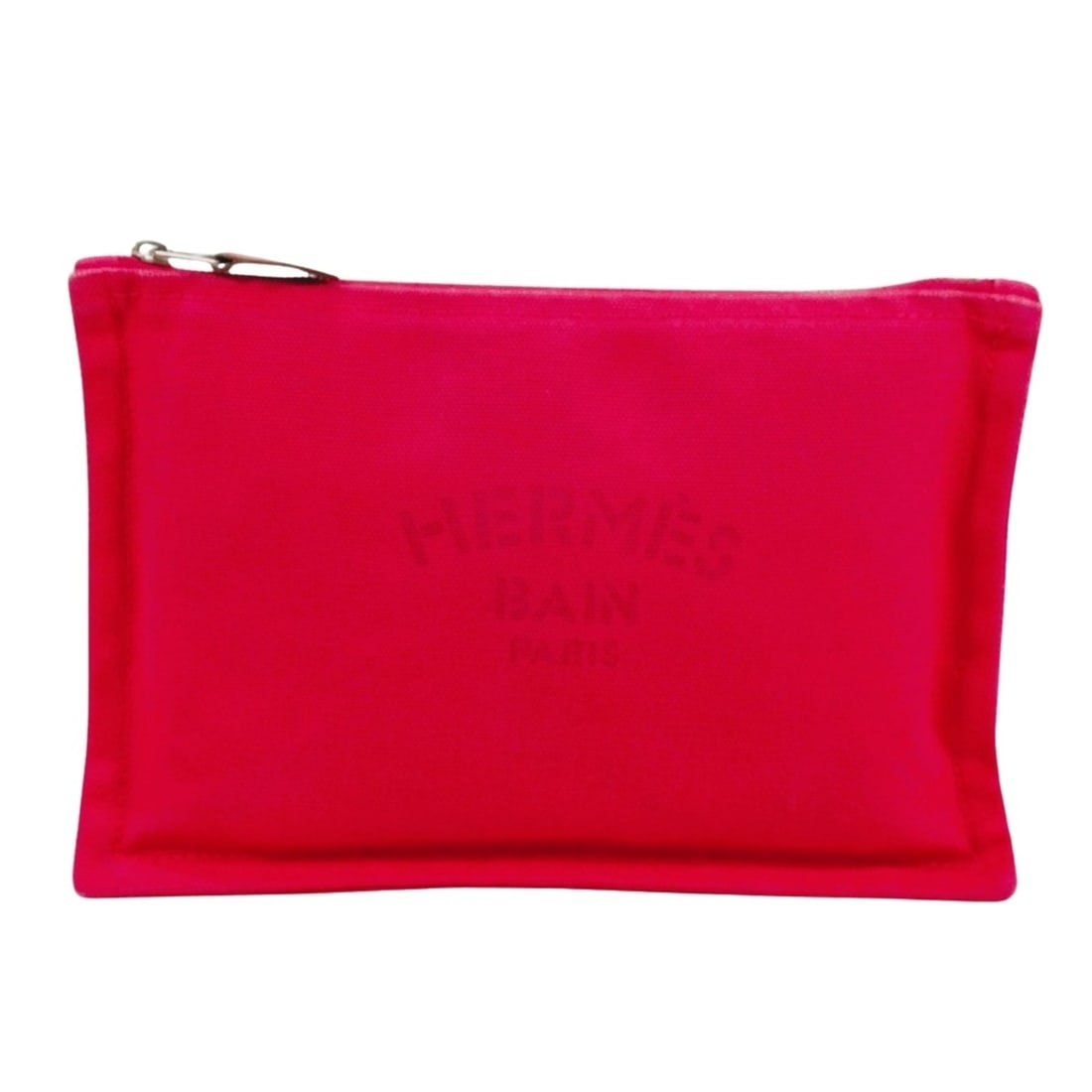 HERMES Hermes Cosmetic Pouch Yachting Flat PM Bag Canvas Pink Women's (1 of 15)