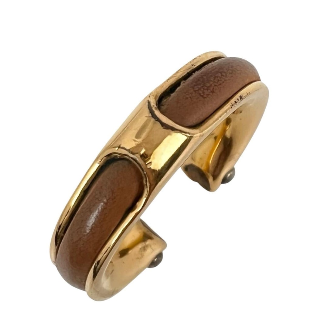 HERMES ring, leather, plated, brown and gold, for women.: --- Catalog ---Category: SizeJP Size: 7US Size: 4Category: DesignType: Band ringColor: Brown, GoldGender: WomenMaterial: Gold plating, LeatherCategory: GeneralBrand: HermesCountry of Origin: France---