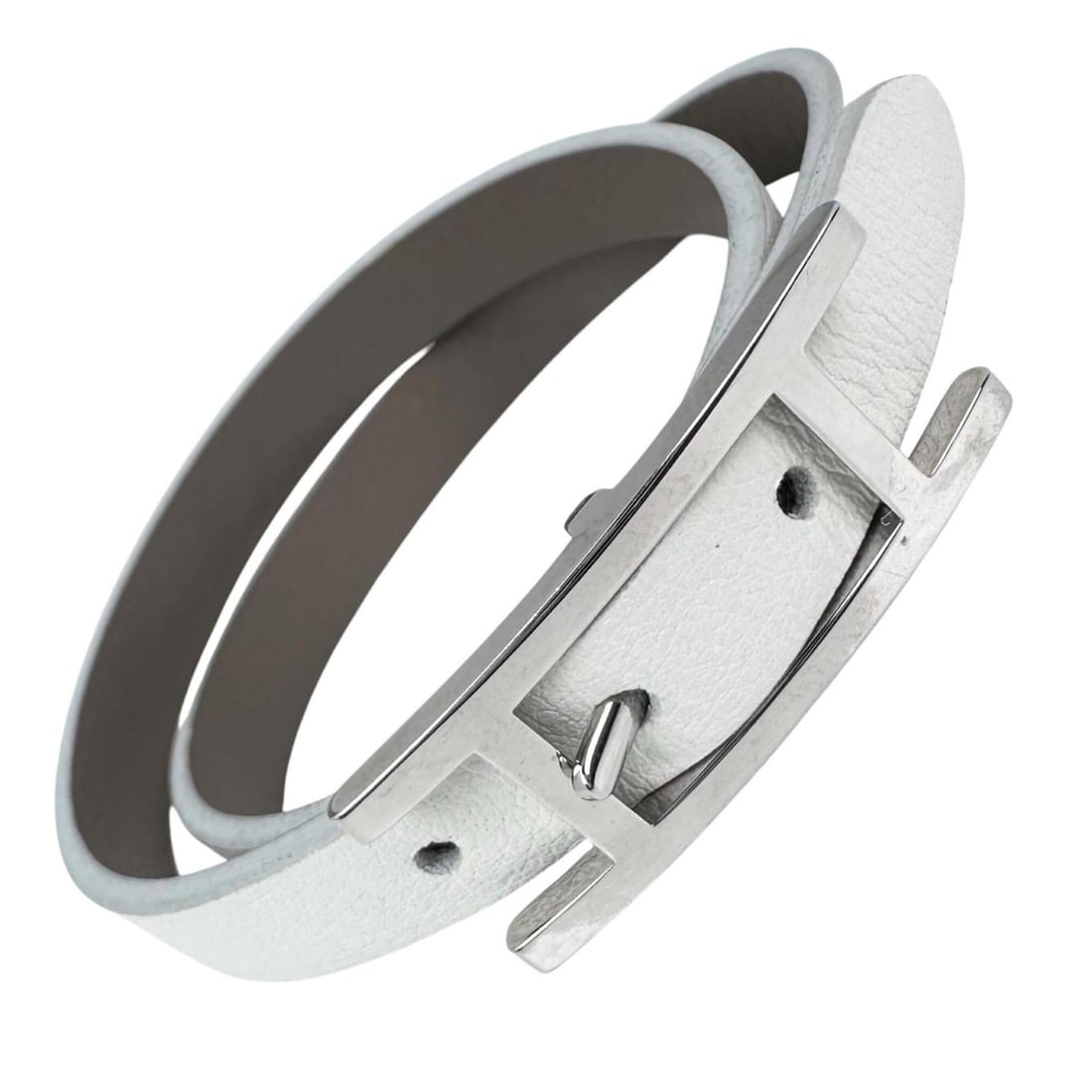 HERMES Hermes Be Api Double Tour Bracelet Leather White Women's (1 of 12)