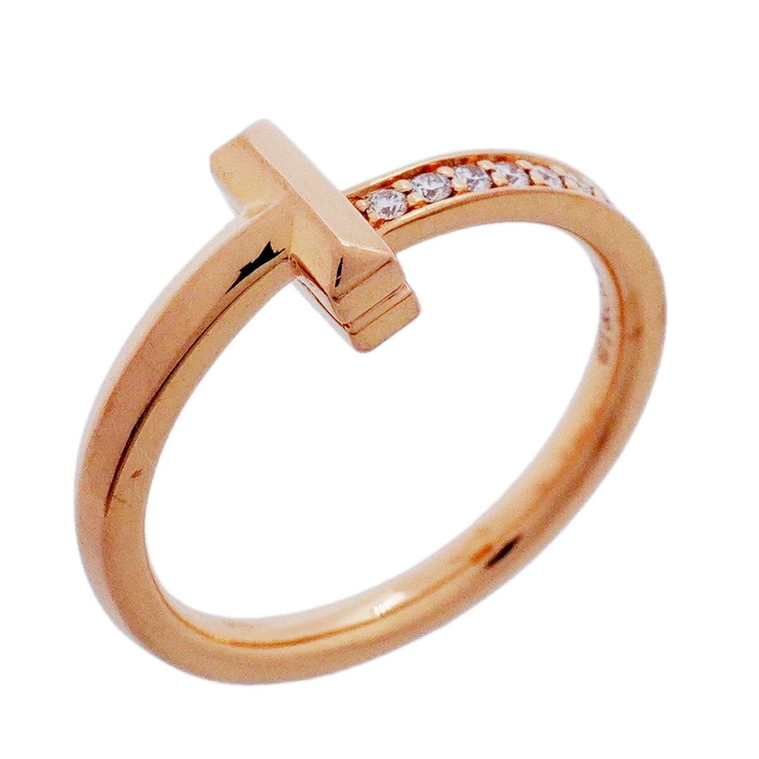 Tiffany & Co. T One Ring, 18K Pink Gold, Diamond, Size 12, Women's: --- Catalog ---Category: SizeJP Size: 12US Size: 6.5Category: DesignType: Band ringStone: DiamondGender: WomenMaterial: Pink gold (18K)Category: GeneralBrand: Tiffany--- Item List ---Section: Conditio