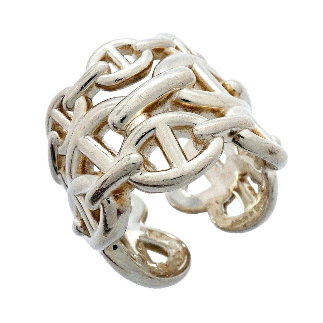 Hermes Enchainée Chaine d'Ancre Ring, Sterling Silver 925, Size 49, Women's: --- Catalog ---Category: SizeUS Size: 5Brand Size: 49Category: DesignType: Band ringGender: WomenMaterial: Silver 925Category: GeneralBrand: Hermes--- Item List ---Section: ConditionRanking: Rank AB U