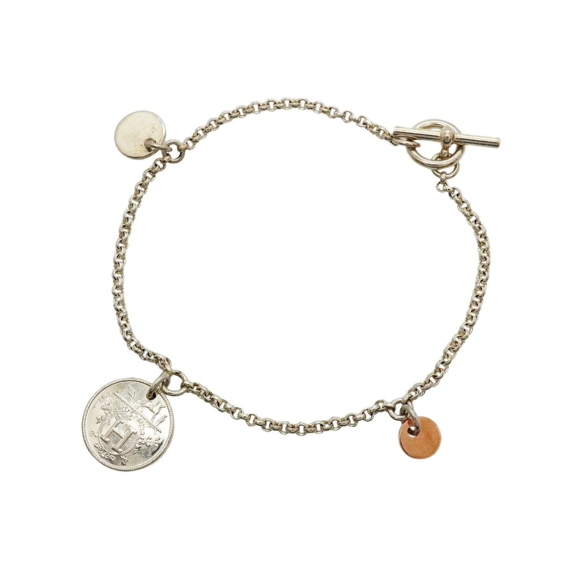 Hermes Ex-Libris PM Bracelet, 18K Pink Gold, Sterling Silver 925, Women's: --- Catalog ---Category: SizeLength: 16cm / 6.29''Category: DesignType: Charm braceletGender: WomenMaterial: Pink gold (18K), Silver 925Category: GeneralBrand: Hermes--- Item List ---Section: Conditio