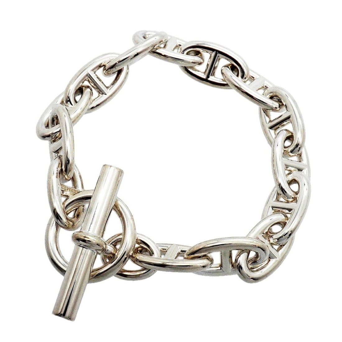 Hermes Chaine d'Ancre GM Bracelet, 14 links, Sterling Silver 925, Men's/Women's: --- Catalog ---Category: SizeLength: 19cm / 7.48''Category: DesignType: Charm braceletGender: Men,WomenMaterial: Silver 925Category: GeneralBrand: Hermes--- Item List ---Section: ConditionRanking: Ran