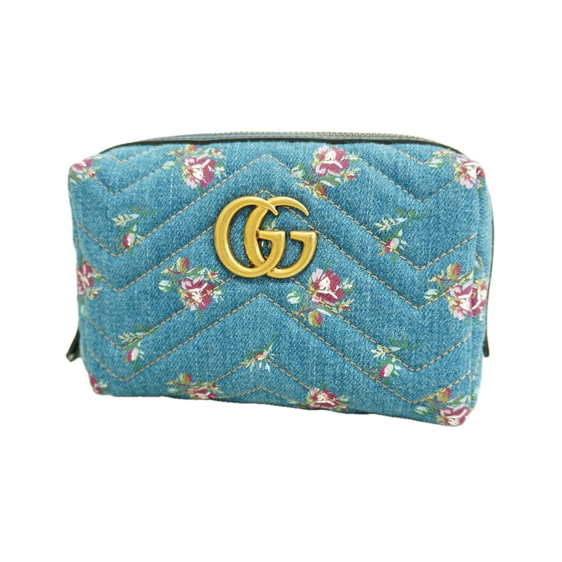 Gucci GG Marmont Embroidery Bag/Pouch, 476165, Denim Navy, Women's, P3463925: --- Catalog ---Category: SizeSize (HxWxD): 10cm x 15.5cm x 6cm / 3.93'' x 6.1'' x 2.36''Category: DesignType: PouchColor: NavyGender: WomenMaterial: Denim Hardware Color: GoldCategory: GeneralMPN: 476