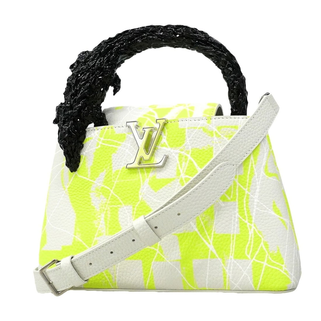 Louis Vuitton Capucines BB Clock Handbag M25427 White Yellow 2-way bag for women P3454003: --- Catalog ---Category: SizeSize (HxWxD): 18cm x 27cm x 9cm / 7.08'' x 10.62'' x 3.54''Category: DesignType: HandbagColor: White, YellowGender: WomenCategory: GeneralMPN: M25427Brand: Louis Vuitton--