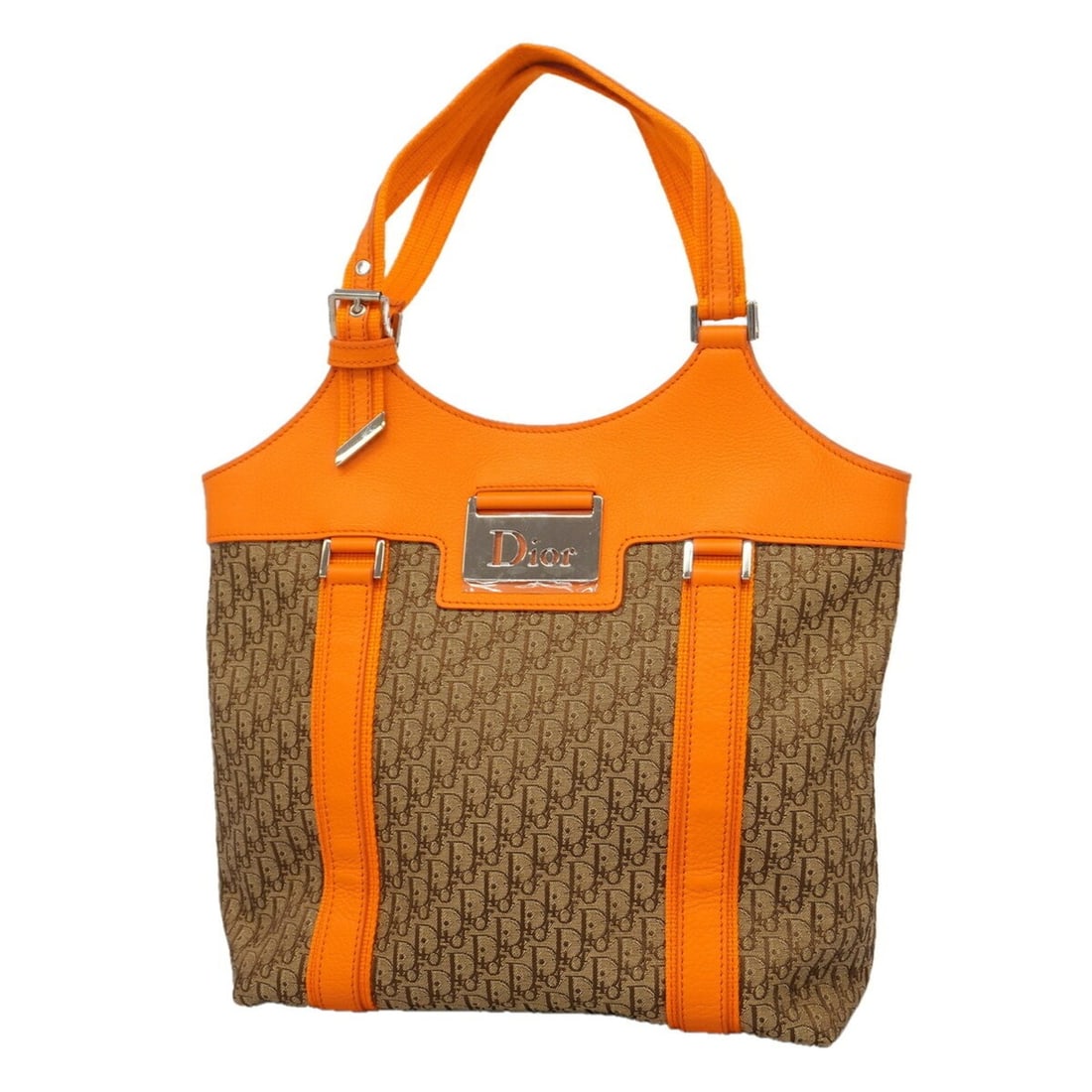 Christian Dior Trotter Street Chic Canvas Leather Handbag, Brown Orange, Women's, P3556214: --- Catalog ---Category: SizeSize (HxWxD): 26.5cm x 25.5cm x 11cm / 10.43'' x 10.03'' x 4.33''Category: DesignType: HandbagColor: Brown, OrangeGender: WomenMaterial: Canvas , Leather Hardware Color: S