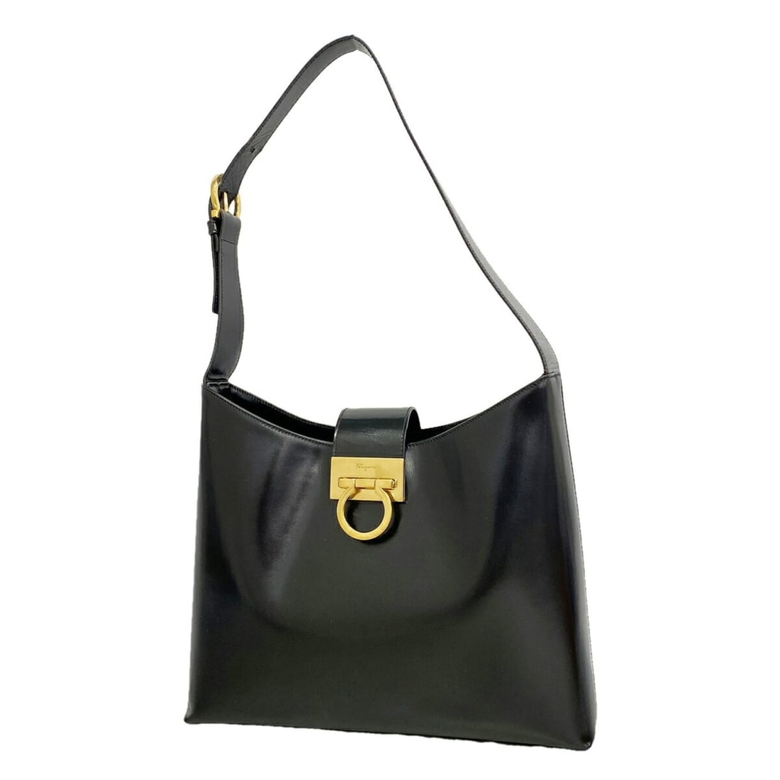 Salvatore Ferragamo Shoulder Bag, Gancini Leather, Black Champagne, Women's, P3525138: --- Catalog ---Category: SizeSize (HxWxD): 23cm x 30cm x 7cm / 9.05'' x 11.81'' x 2.75''Category: DesignType: Shoulder bagColor: BlackGender: WomenMaterial: Leather Category: GeneralBrand: Salvatore F
