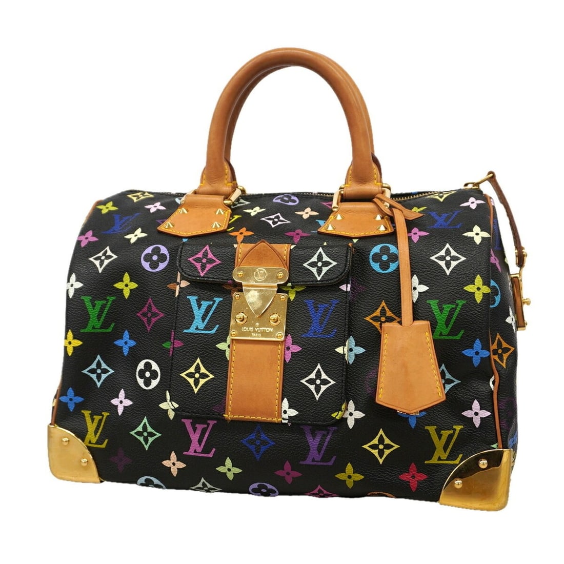 Louis Vuitton Monogram Multicolor Speedy 30 Handbag M92642 Noir (Women's) P3502356 (1 of 17)