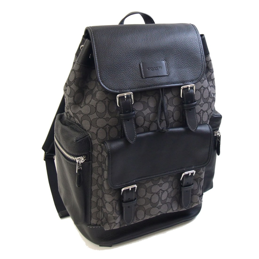 Coach Signature Sprint Backpack CE523, Grey/Black Canvas Leather for Men.: --- Catalog ---Category: SizeSize (HxWxD): 43.5cm x 28.5cm x 16cm / 17.12'' x 11.22'' x 6.29''Strap Length: 82cm / 32.28''Category: DesignType: BackpackColor: Black, GrayGender: MenMaterial: Canvas , 