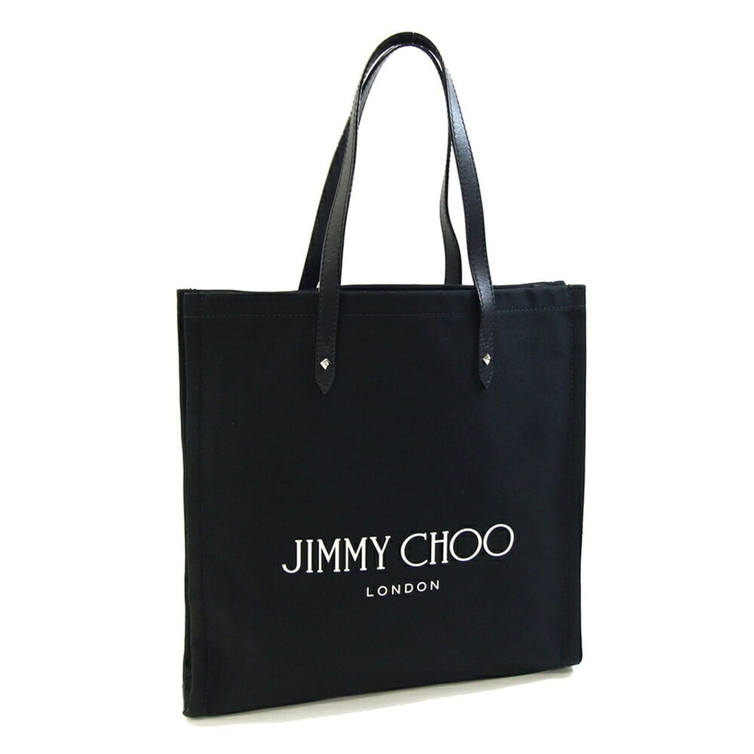 Jimmy Choo tote bag, black canvas and leather shoulder tote, women's JIMMY CHOO: --- Catalog ---Category: SizeSize (HxWxD): 38.5cm x 39cm x 6.5cm / 15.15'' x 15.35'' x 2.55''Handle Length: 55cm / 21.65''Category: DesignType: Tote bagColor: BlackGender: WomenMaterial: Canvas , Leat