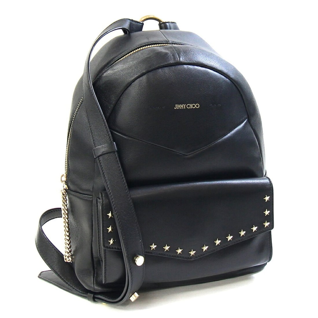Jimmy Choo Cassie Star Studded Backpack, Black Leather, Women's Backpack: --- Catalog ---Category: SizeSize (HxWxD): 29.5cm x 22.5cm x 11cm / 11.61'' x 8.85'' x 4.33''Strap Length: 66cm - 75cm / 25.98'' - 29.52''Category: DesignType: BackpackColor: BlackGender: WomenMateria