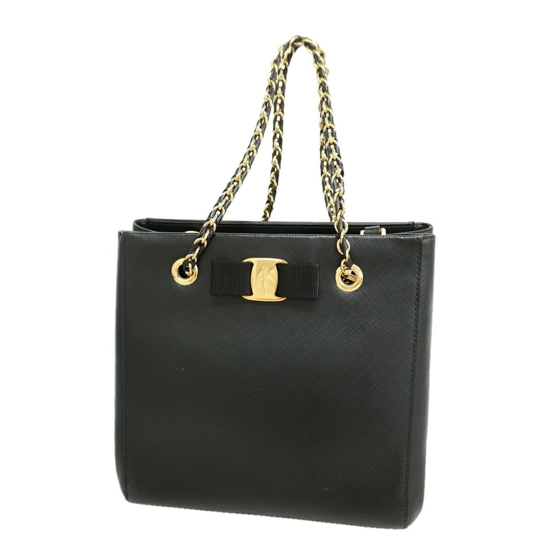 Salvatore Ferragamo Vara Leather Chain Tote Bag, Black, Women's P3516485: --- Catalog ---Category: SizeSize (HxWxD): 21.5cm x 20cm x 14cm / 8.46'' x 7.87'' x 5.51''Category: DesignType: Tote bagColor: BlackGender: WomenMaterial: Leather Hardware Color: GoldCategory: General