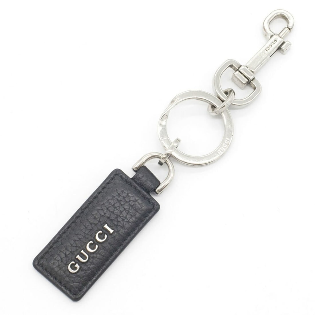 Gucci Keychain 795293 Black Leather Keyring Accessory Bag Charm Men's GUCCI: --- Catalog ---Category: SizeRing Diameter: 3.4cm / 1.33''Category: DesignType: KeyringColor: BlackGender: MenMaterial: Leather, MetalCategory: GeneralBrand: GucciCountry of Origin: Italy--- Item List