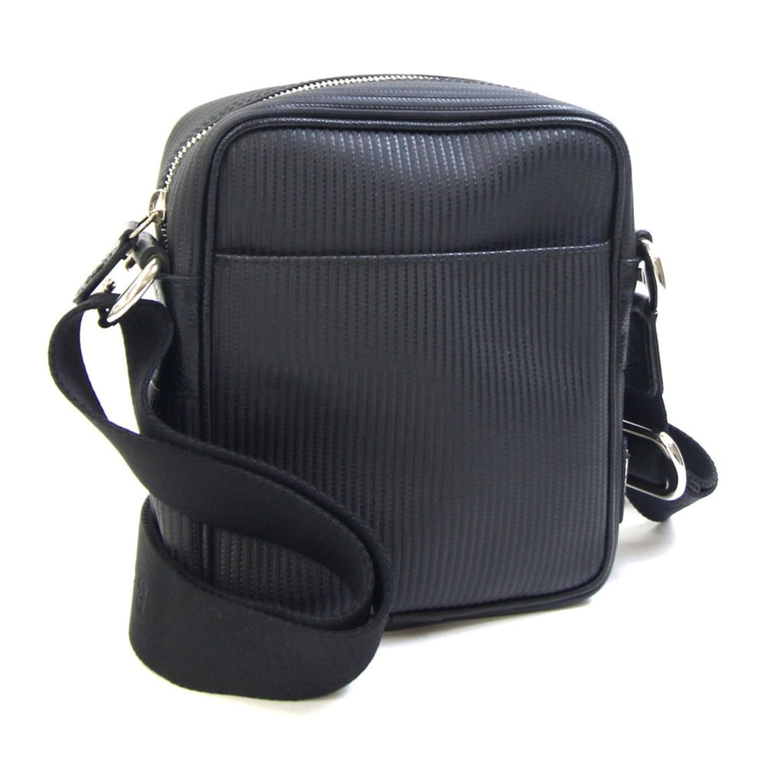Bulgari Mille Righe Shoulder Bag, Black Coated Canvas Leather Crossbody, Men's BVLGARI: --- Catalog ---Category: SizeSize (HxWxD): 19cm x 16cm x 5.5cm / 7.48'' x 6.29'' x 2.16''Strap Length: 76cm - 142cm / 29.92'' - 55.9''Category: DesignType: Shoulder bagColor: BlackGender: MenMaterial: