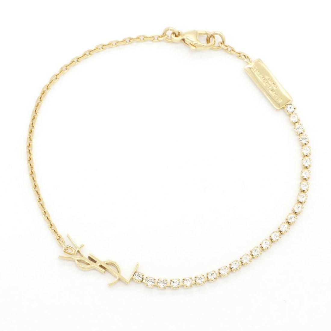 Saint Laurent Cassandra Charm Bracelet 712345 Gold Metal Rhinestone M Size YSL Chain Women's SAINT: --- Catalog ---Category: SizeWidth: 2mm / 0.07''Length: 16.5cm / 6.49''Weight: 2.1g / 0.07oz.Category: DesignType: Charm braceletColor: GoldStone: RhinestoneGender: WomenMaterial: MetalCategory: Gener