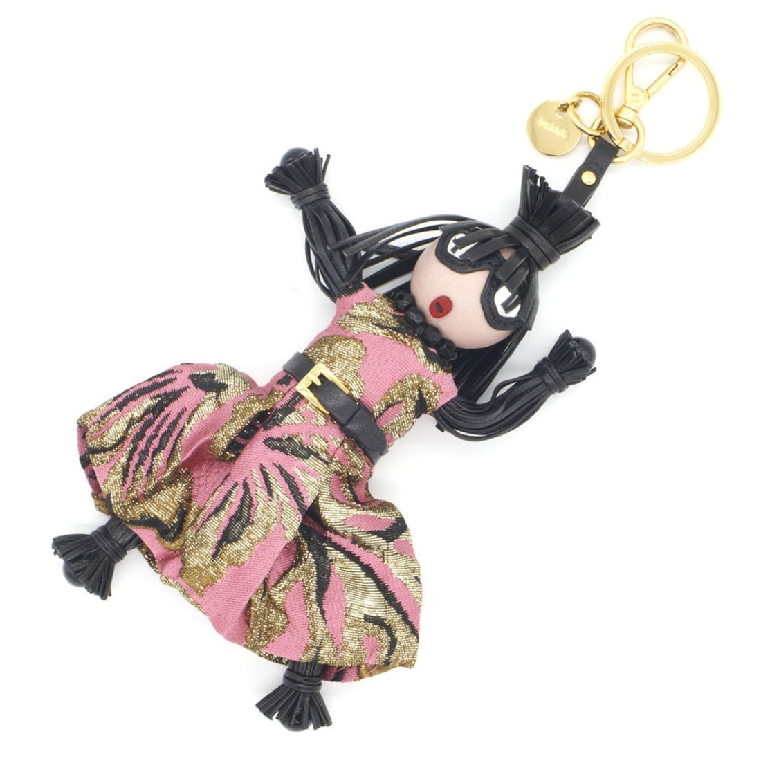 Prada accessory bag charm Jasmine 1TL171 Black Pink Leather Keychain Keyring Handbag Doll Women's: --- Catalog ---Category: SizeWeight: 68g / 2.39oz.Charm Size: 16cm x 11.5cm / 6.30'' x 4.53''Ring Diameter: 3.3cm / 1.29''Category: DesignType: KeyringColor: Black, PinkGender: WomenMaterial: Leather,