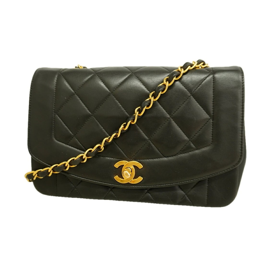 Chanel Diana Chain Shoulder Bag, Lambskin, Black, Women's: --- Catalog ---Category: SizeSize (HxWxD): 15cm x 22cm x 7cm / 5.9'' x 8.66'' x 2.75''Category: DesignType: Shoulder bagColor: BlackGender: WomenMaterial: Leather Hardware Color: GoldLeather/Fur Type: