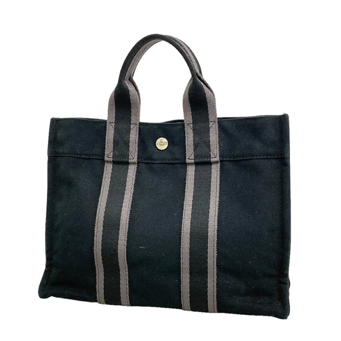 Hermes Fourre-Tout PM Canvas Handbag, Black, Women's: --- Catalog ---Category: SizeSize (HxWxD): 23cm x 30cm x 7.5cm / 9.05'' x 11.81'' x 2.95''Category: DesignType: HandbagColor: BlackGender: WomenMaterial: Canvas Hardware Color: SilverCategory: General