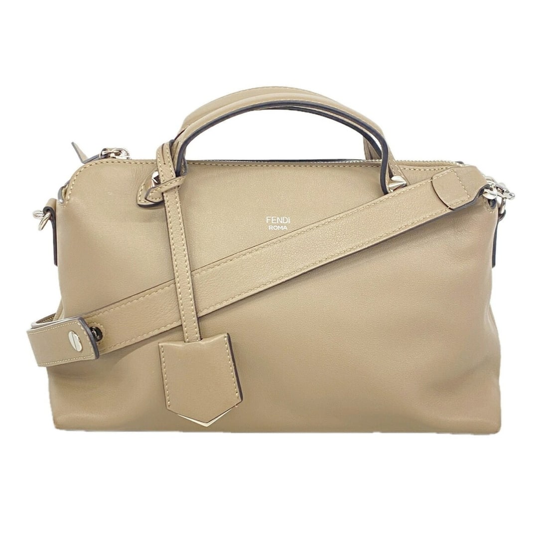 Fendi By The Way Leather Handbag, Beige, 2-way bag for women: --- Catalog ---Category: SizeSize (HxWxD): 18cm x 28cm x 12.5cm / 7.08'' x 11.02'' x 4.92''Category: DesignType: HandbagColor: BeigeGender: WomenMaterial: Leather Hardware Color: SilverCategory: Gener