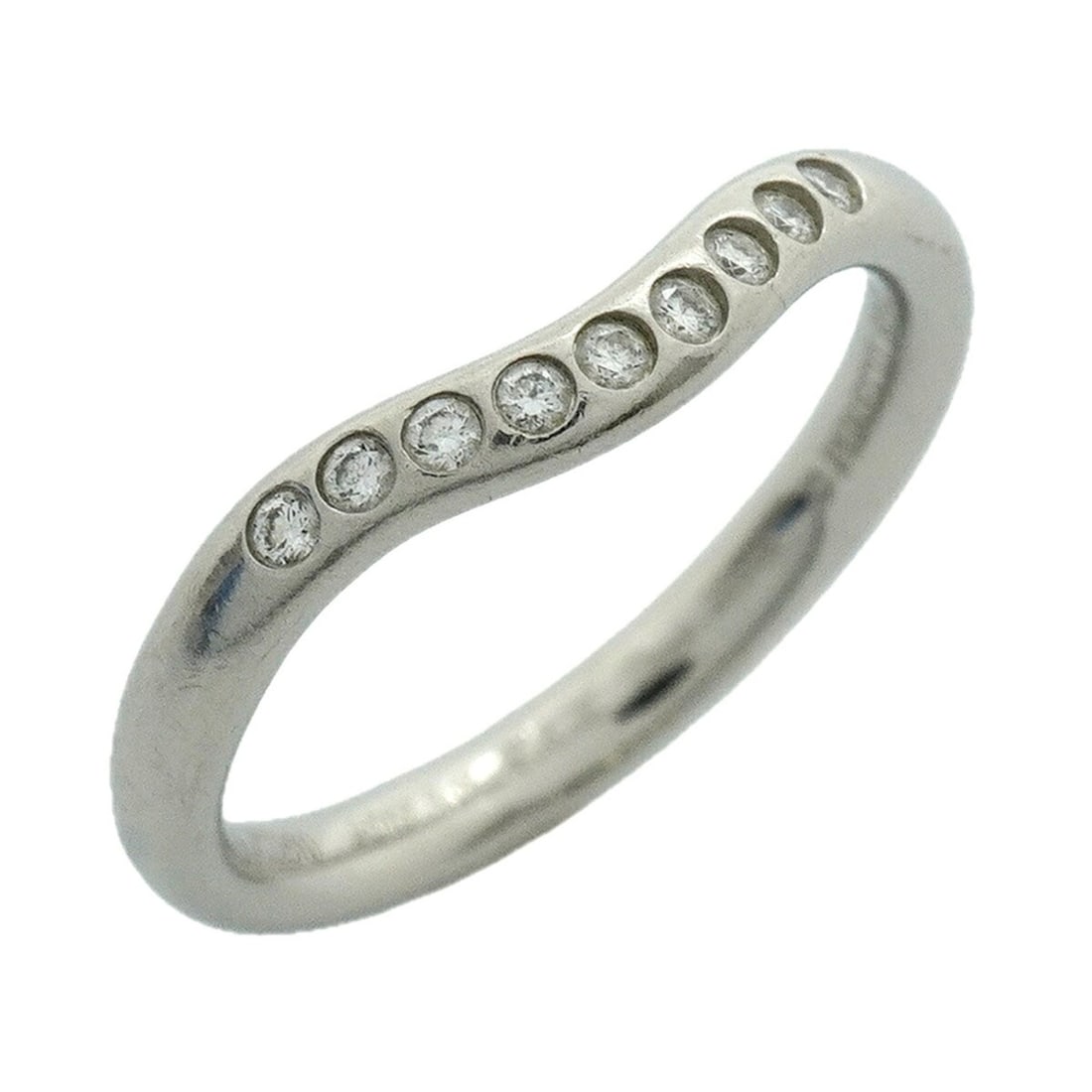 Tiffany & Co. Curved Band Ring, Pt950 Platinum, Diamond, Size 6, Women's: --- Catalog ---Category: SizeJP Size: 6US Size: 3.5Category: DesignType: Band ringStone: DiamondGender: WomenMaterial: Platinum 950Category: GeneralBrand: Tiffany--- Item List ---Section: ConditionRan
