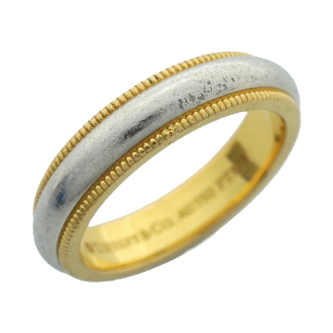 Tiffany & Co. Milgrain Ring, 18K Yellow Gold (KYG), Platinum (Pt950), Size 6.5, Women's: --- Catalog ---Category: SizeJP Size: 6.5US Size: 3.5Category: DesignType: Band ringGender: WomenMaterial: Platinum 950, Yellow gold (18K)Category: GeneralBrand: Tiffany--- Item List ---Section: Condi