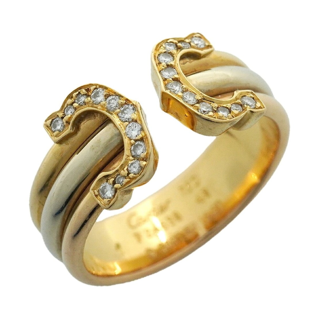 Cartier Ring 2C 18K Yellow Gold (KYG), White (18KWG), Pink (18KPG), Diamond, Size #48, Ladies' (1 of 17)