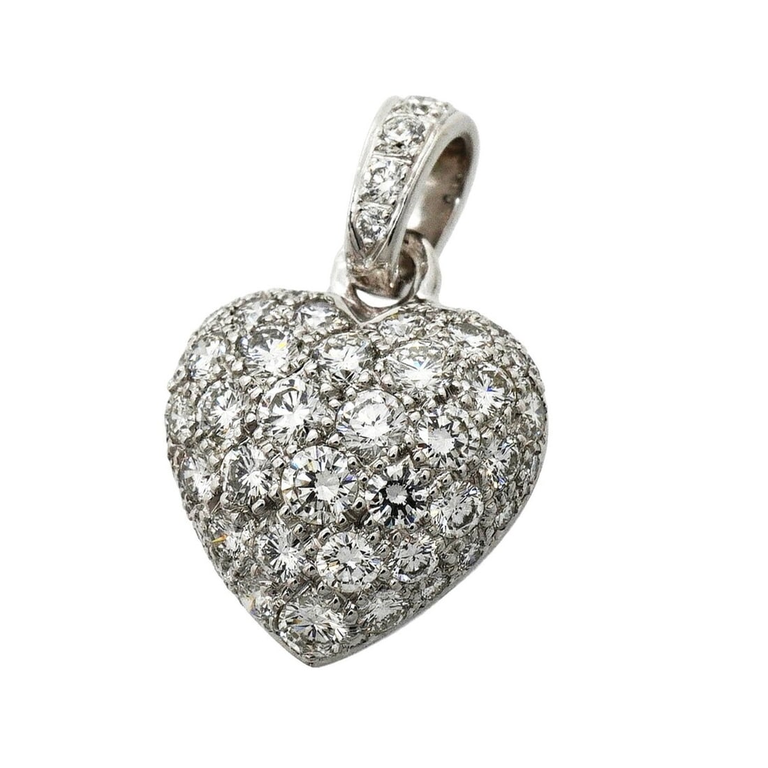 Cartier Heart Pendant Top, Pavé Design, 18K White Gold, Diamonds, Ladies': --- Catalog ---Category: SizePendant Size: 21.1mm x 13.6mm / 0.83'' x 0.53''Category: DesignStone: DiamondGender: WomenMaterial: White gold (18K)Pendant Type: PendantNecklace Type: PendantCategory: Ge