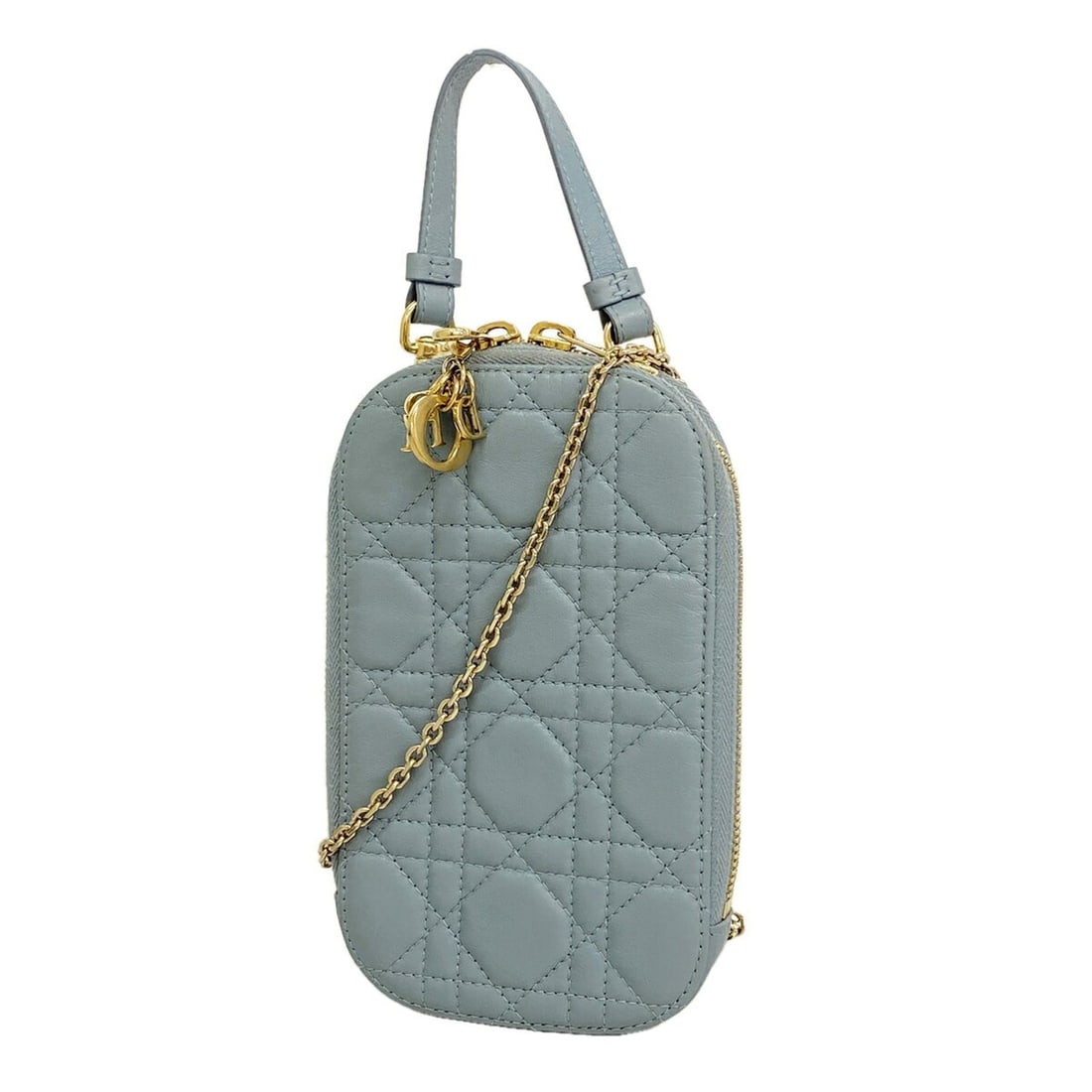 Christian Dior Cannage Shoulder Bag, Leather, Blue Champagne, Women's: --- Catalog ---Category: SizeSize (HxWxD): 18cm x 9cm x 2.5cm / 7.08'' x 3.54'' x 0.98''Category: DesignType: Shoulder bagColor: BlueGender: WomenMaterial: Leather Hardware Color: Champagne goldCatego