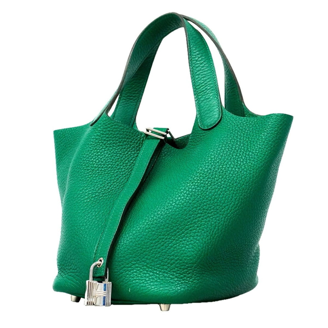 Hermes Picotin Lock PM handbag, Taurillon Clemence leather, Vert Verdigo, C stamp, women's.: --- Catalog ---Category: SizeSize (HxWxD): 19cm x 13.5cm x 18.5cm / 7.48'' x 5.31'' x 7.28''Category: DesignType: HandbagColor: GreenGender: WomenMaterial: Taurillon clemence leather Hardware Color: S