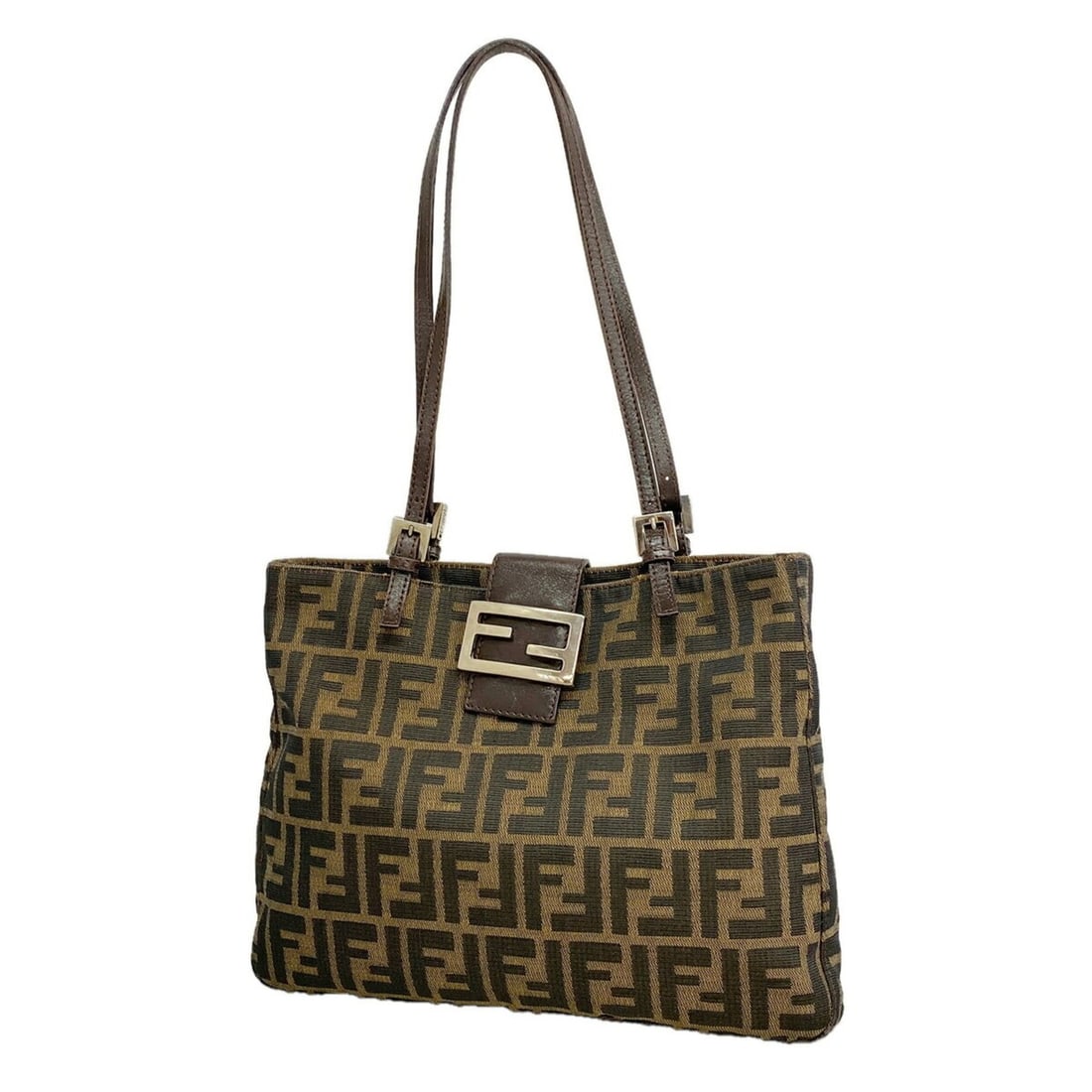 Fendi Zucca Nylon Canvas Shoulder Bag, Brown, Women's: --- Catalog ---Category: SizeSize (HxWxD): 23cm x 29cm x 4cm / 9.05'' x 11.41'' x 1.57''Category: DesignType: Shoulder bagColor: BrownGender: WomenMaterial: Nylon canvas Hardware Color: SilverCategory