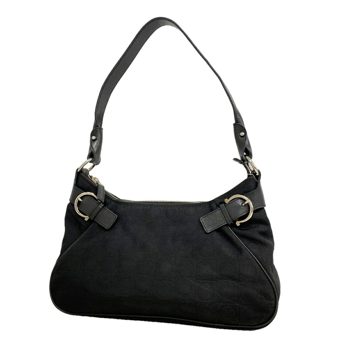 Salvatore Ferragamo Gancini Nylon Shoulder Bag, Black, Women's: --- Catalog ---Category: SizeSize (HxWxD): 16.5cm x 29cm x 7cm / 6.49'' x 11.41'' x 2.75''Category: DesignType: Shoulder bagColor: BlackGender: WomenMaterial: Nylon Hardware Color: SilverCategory: Gen