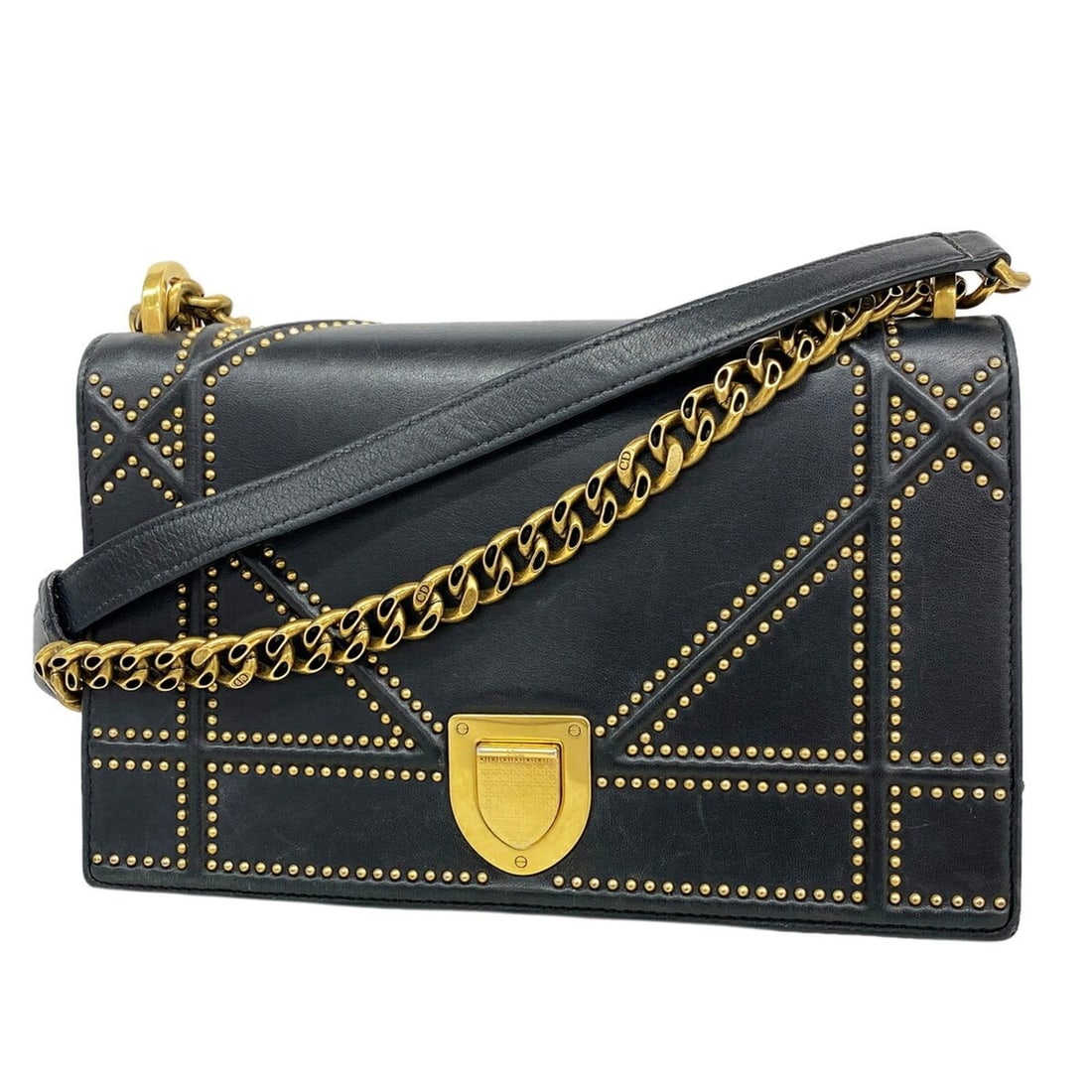 Christian Dior Shoulder Bag, Diorama, Leather, Black, Women's, OP023444: --- Catalog ---Category: SizeSize (HxWxD): 16cm x 25cm x 8.5cm / 6.29'' x 9.84'' x 3.34''Category: DesignType: Shoulder bagColor: BlackGender: WomenMaterial: Leather Hardware Color: GoldCategory: Gene