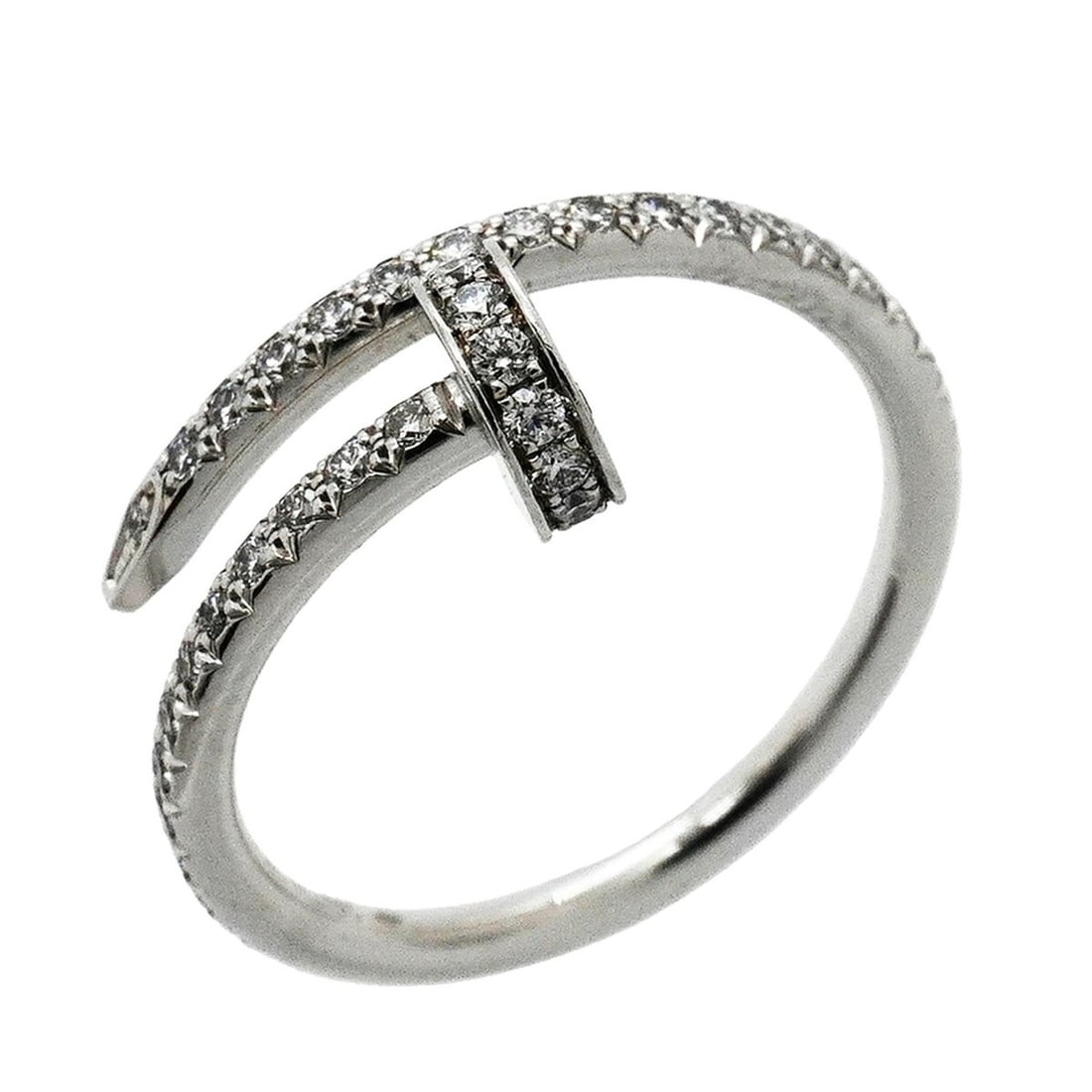 Cartier Juste un Clou Ring SM Semi-Pavé 18KWG White Gold Diamond #50 Ladies OP021970 (1 of 20)