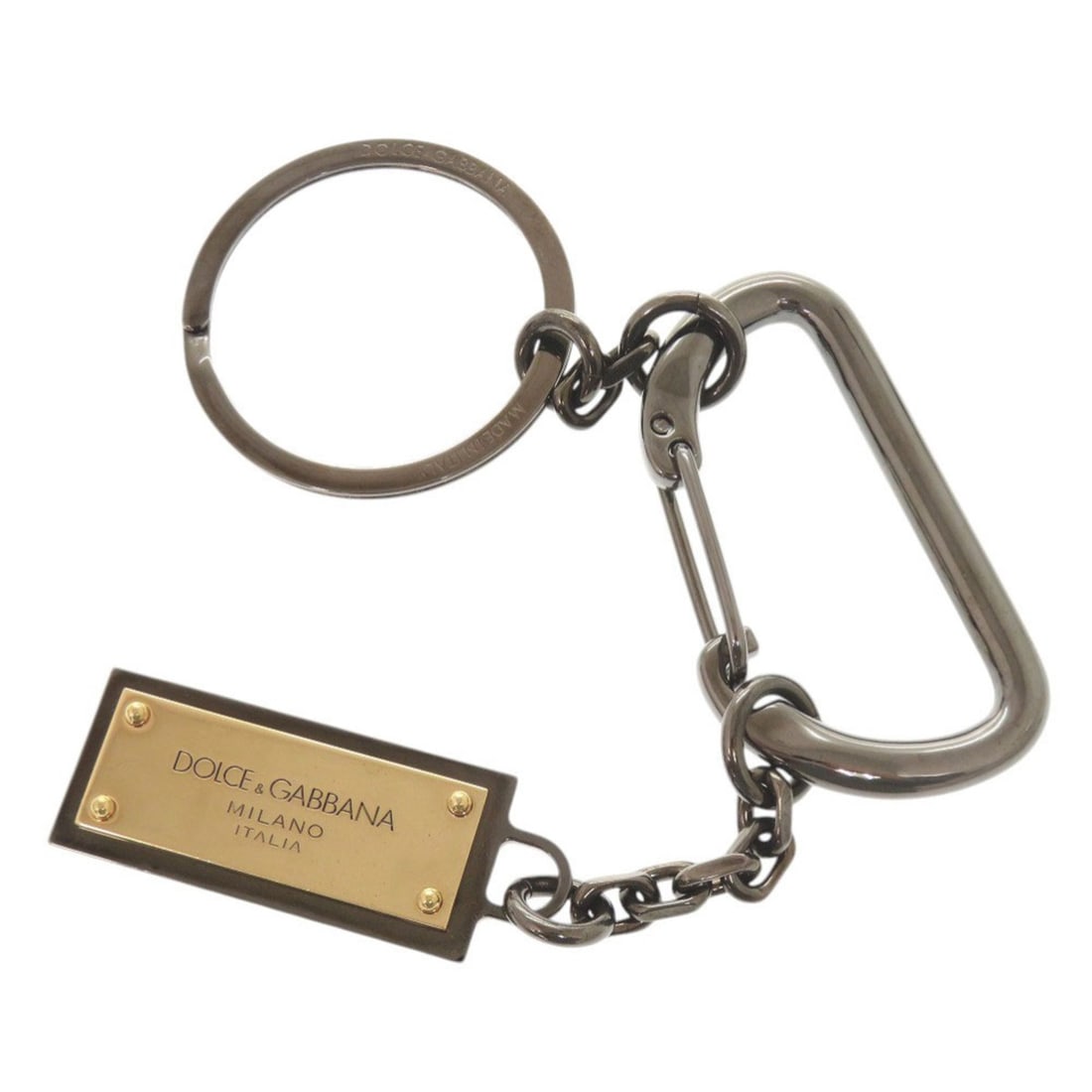 Dolce & Gabbana Logo Plate Metal Gunmetal Keychain Accessory Bag Charm 0681DOLCE&GABBANA: --- Catalog ---Category: DesignType: KeyringColor: GunmetalGender: Men,WomenMaterial: MetalCategory: GeneralBrand: Dolce & GabbanaCountry of Origin: Italy--- Item List ---Section: ConditionRanking: Ra