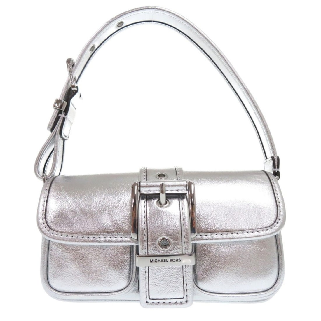 Michael Kors COLBY Metallic Leather Shoulder Bag, Extra Small, Silver, 0765: --- Catalog ---Category: SizeSize (HxWxD): 10cm x 18.5cm x 3.5cm / 3.93'' x 7.28'' x 1.37''Category: DesignType: Shoulder bagColor: Metallic, SilverGender: WomenMaterial: Leather Category: GeneralBran
