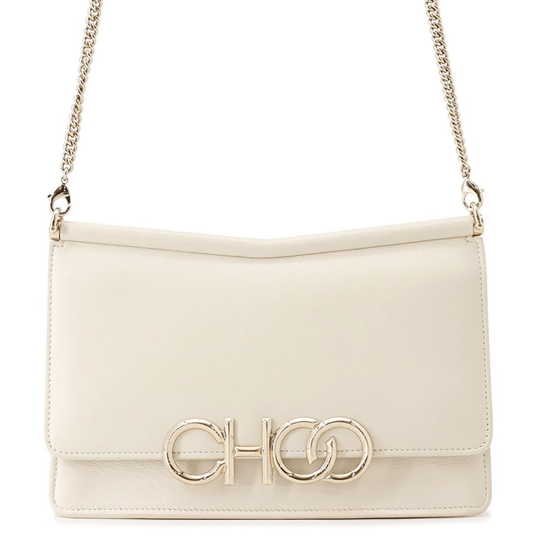 Jimmy Choo chain shoulder bag, leather, JIMMY CHOO handbag, white, women's,: --- Catalog ---Category: SizeSize (HxWxD): 13.5cm x 20cm x 4.5cm / 5.31'' x 7.87'' x 1.77''Category: DesignType: Handbag, Shoulder bagColor: WhiteGender: WomenMaterial: Leather Hardware Color: GoldCat