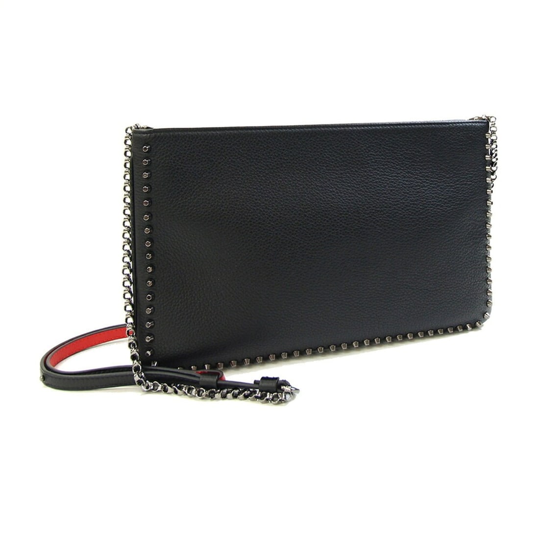 Christian Louboutin Shoulder Bag 175109 Black Leather Clutch Chain Crossbody Studs Women's: --- Catalog ---Category: SizeSize (HxWxD): 18.5cm x 31cm / 7.28'' x 12.2''Strap Length: 108cm - 118cm / 42.51'' - 46.45''Category: DesignType: Clutch bag, Shoulder bagColor: BlackGender: WomenMaterial