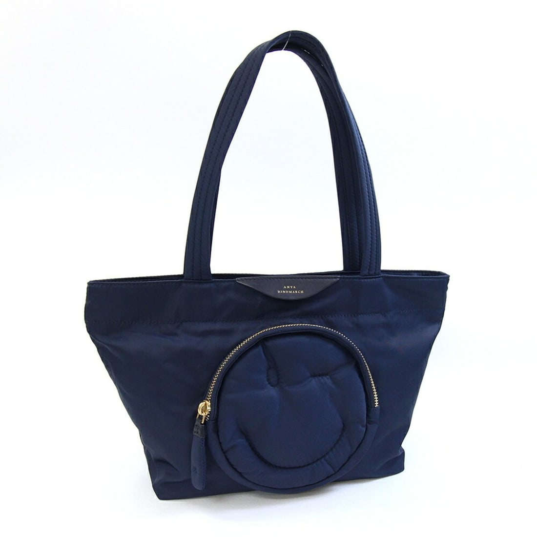 Anya Hindmarch Chubby Wink Tote Bag, Navy Nylon Leather Mini Shoulder Smiley Design, Women's ANYA: --- Catalog ---Category: SizeSize (HxWxD): 21.5cm x 35cm x 13.8cm / 8.46'' x 13.77'' x 5.43''Handle Length: 45cm / 17.71''Category: DesignType: Tote bagColor: NavyGender: WomenMaterial: Nylon , Leathe