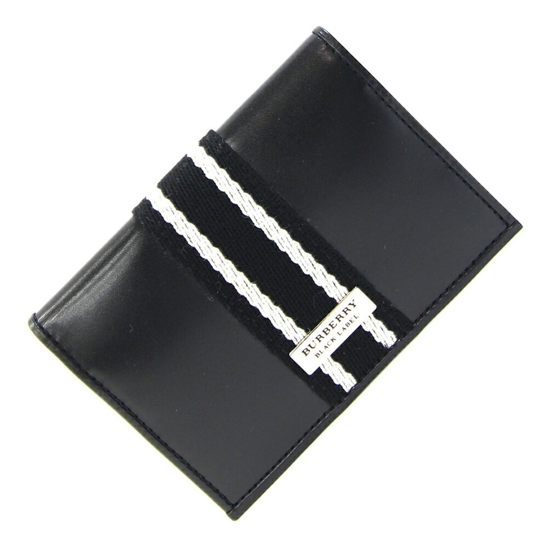 Burberry business card holder, black leather and canvas, holder/card case, pass striped, men's,: --- Catalog ---Category: DesignType: Business card caseColor: BlackGender: MenMaterial: Leather , Canvas Category: GeneralBrand: BurberryCategory: Physical PropertiesSize (HxWxD): 7.5cm x 11cm / 2.95'