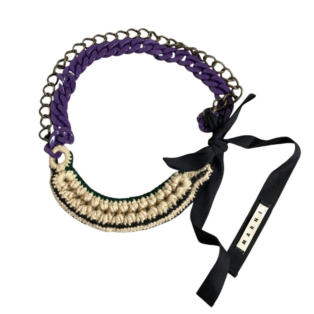 MARNI Crochet Wool Chain Necklace, Multicolor, Men's & Women's: --- Catalog ---Category: SizePendant Size: 40mm x 290mm / 1.57'' x 11.41''Neck Circumference: 47 cm / 18.5''Category: DesignColor: Multi-colorGender: Men,WomenNecklace Type: NecklaceCategory: GeneralB